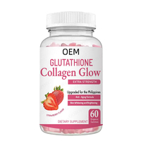 Gummies au collagène et glutathion extra-fortes saveur fraise, anti-âge, éclaircissantes et blanchissantes pour la peau, 60 gummies