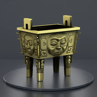 Vases rituels anciens personnalisés, récipients alimentaires en métal, ornements de type Ding, artisanat chinois fait main, objets en métal plaqué bronze