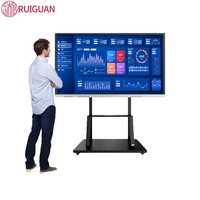 Layar Sentuh LCD Digital Interaktif Panel Datar Pintar Papan Tulis Putih untuk Konferensi dan Sekolah HD 65 75 86 98 Inci