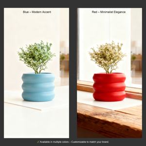 <span class=keywords><strong>Pot</strong></span> à fleurs en plastique blanc à ondulations superposées (S) pour la décoration intérieure - Product Image 2