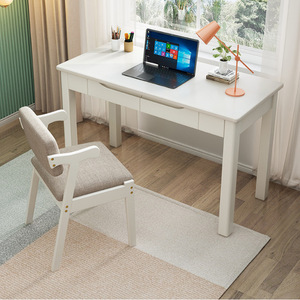 Nordic Solid Wood Computer <b>Desk</b> White With Drawer Study <b>Desk</b> For Home Office <b>Small</b> Apartment Laptop <b>Desk</b> - Product Image 1
