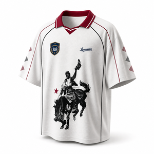 Custom <b>Western</b> Polo Collar Breathable Mesh Jersey Retro Graphic Polo Jersey Sports <b>Shirt</b> Team Fan Raglan Sleeve Sports Jersey - Product Image 4