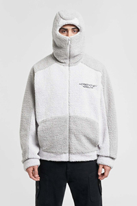 Men's Oversized Hooded Fleece <b>Zipper</b> <b>Sweatshirt</b> Solid Color Winter Wear Breathable Regular Fit - Product Image 2
