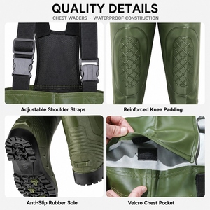 Bottes de pêche en PVC en gros avec doublure tricotée douce pour la peau, semelle en caoutchouc antidérapante, support OEM, taille, couleur et logo personnalisables - Product Image 2