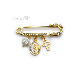 Broche cruzado para mujer, colgante de perlas y diamantes de imitación dorados, pin para ropa, regalo, joyería, accesorio de moda - Product Image 4