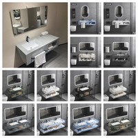 Nouveaux articles sanitaires pierre artificielle murale en marbre double évier suspendu lavabos en marbre lavabos de salle de bain en pierre
