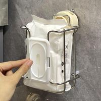 Porte-papier hygiénique mural multifonctionnel Porte-papier hygiénique portable sans poinçon pour lingettes humides Boîte à mouchoirs en papier