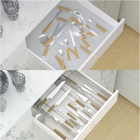 Tiroir de cuisine extensible, en plastique, pliable, rangement pour couverts et ustensiles de cuisine