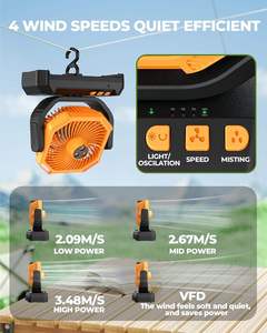 Portable Electric Misting Fan 6L Bucket Outdoor Fans for Camping & Car Use 20000mAh USB Rechargeable <b>Battery</b> Powered Spray - Product Image 3