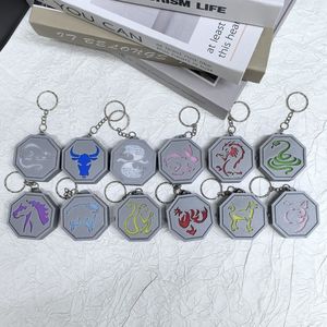 재키 찬의 모험 3D 인쇄 빛나는 호랑이 부적 열쇠 고리 12 조디악 부적 돌 애니메이션 열쇠 고리 장난감 - Product Image 5