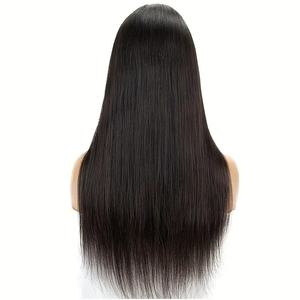 Peluca de Cabello Lacio Largo sin Remy para <span class=keywords><strong>Mujer</strong></span>, con Raya al Medio, sin Flequillo, Cabello Lacio <span class=keywords><strong>Natural</strong></span> Negro para Todos los Colores - Product Image 5