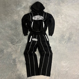 Custom Hoodies <b>Set</b> Oversized Cut and <b>Sew</b> Stitch Straight Leg Baggy Sweatpants and Hoodie <b>Set</b> Tracksuit Sweatsuits Manufacturer - Product Image 4