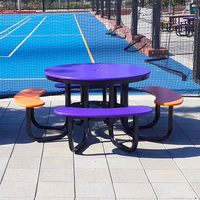 Ensemble table et bancs de salle à manger extérieurs sur mesure pour projets municipaux, en acier galvanisé durable, imperméable et résistant aux UV, pour cours