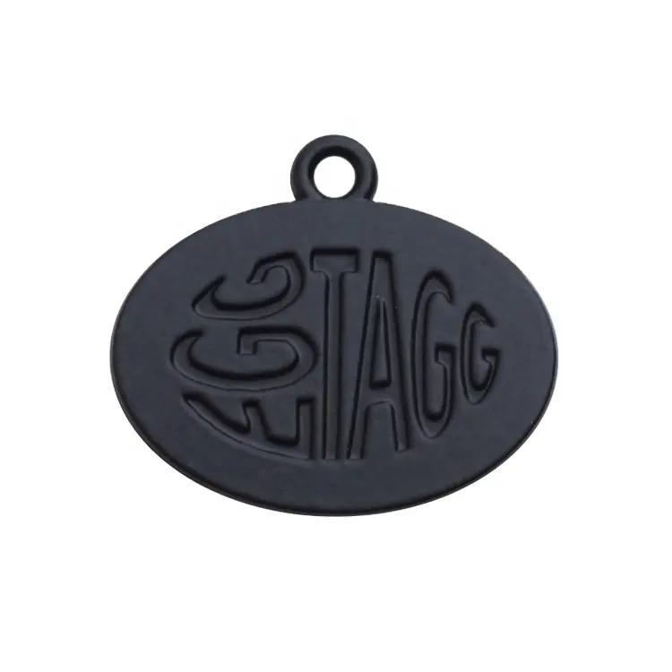 Engraved Metal Tags Custom Engraved Black Alloy Jewelry Metal Logo Charms Tags With Lobster Clasp