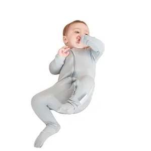 Sacos de dormir para bebés modales teñidos lisos de alta calidad El mejor saco de dormir infantil usable de invierno azul