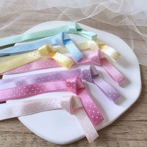 Ruban en satin polyester imprimé feuille d'argent haute ténacité de 1 cm, brodé rose simple face pour emballage de boîtes à gâteaux et ceintures cadeaux - Product Image 2