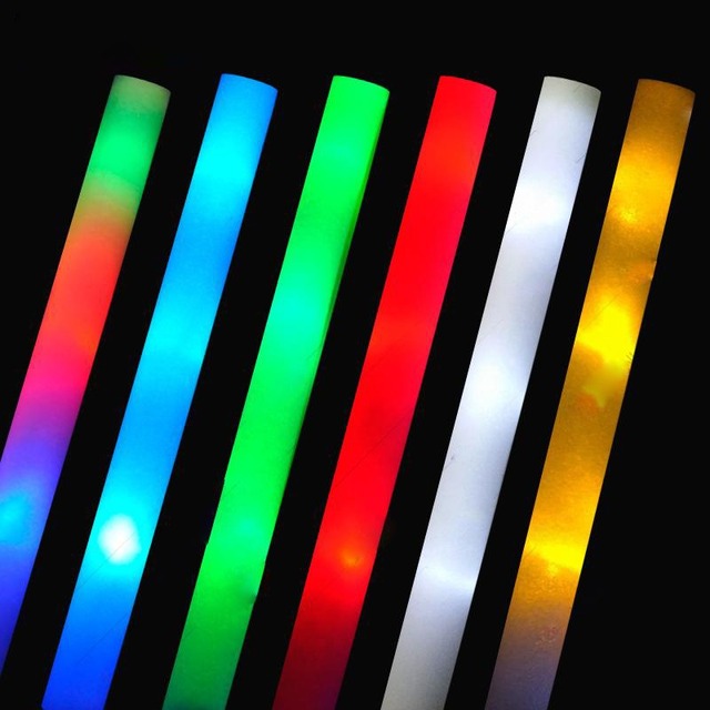 Custom Logo Multicolor LED Glow Sticks Foam Sponge Flash Lights for Nightclub, Concert, Party Durable Bar Supplies (Wholesale)