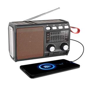 Solar Powered 6 Band Portable Radio with Flashlight <b>USB</b> TF Music Player Built in <b>Speaker</b> for Outdoor Home Use - Product Image 1