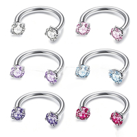 Anneau de nez en acier inoxydable, anneau fer à cheval, clou de piercing, pour lèvre, sourcil, cartilage, avec zircone cubique, bijoux de piercing corporel, personnalisé, vente en gros, OEM