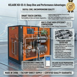Compresseur d'air à vis à aimant permanent à deux étages KELAIDE KD-37-II 37 kW, sans huile, refroidi par air, modèle industriel - Product Image 4