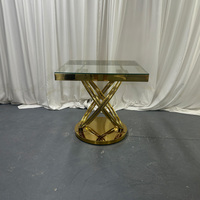 Articles de fête très demandés en usine : table à gâteau circulaire en acier inoxydable avec plateau en verre.