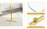 Table basse moderne convertible, pliable et extensible, en verre trempé de 36 pouces, avec plateau en verre trempé et structure en métal chromé doré robuste, quatre pieds