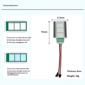 浴室镜除雾触摸开关 IP5防护等级 PC/玻璃/黄铜阻燃材料 12V/24V DC 72W 1-5cm感应范围 - Product Image 5