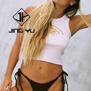 Camiseta de Verano para Mujer, Estampada, Personalizada, de Algodón, Sin Mangas, Ajustada, Corta - Product Image 5