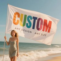 Drapeau promotionnel personnalisé 3x5 pieds, bannière numérique vierge pour logo, tout design, drapeau extérieur volant, toile double face, œillets en laiton