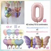 Kit de ballons en aluminium en forme de cœur, papillon et chiffres, style INS, pour décoration romantique d'anniversaire, de mariage et de chambres nuptiales - Vente en gros