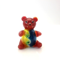 Figurine décorative personnalisée de Murano en verre soufflé à la main feuille d'argent colorée artisanale ours chien chat éléphant Figurine statut vente en gros