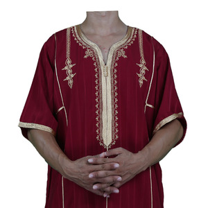 Tessuto africano musulmano Shing uomo caftano <span class=keywords><strong>marocco</strong></span> manica corta Kanzu - Product Image 2