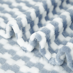 <strong>Blue</strong> and White Striped <strong>Throw</strong> with Plait, Soft Chenille Knitted Lightweight Fleece Blanket with Tassels for Couch Sofa Bed - Product Image 5