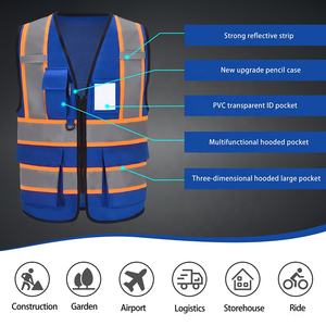 Gilet de sécurité réfléchissant haute visibilité pour femmes et hommes, fermeture éclair sur le devant, conforme aux normes ANSI/<span class=keywords><strong>ISEA</strong></span> - Product Image 4