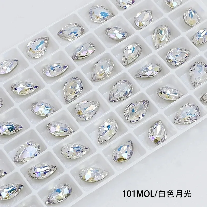Manik-manik batu kristal longgar grosir batu mewah K9 ujung runcing berlian imitasi bentuk tetesan air untuk aksesori perhiasan seni kuku diy