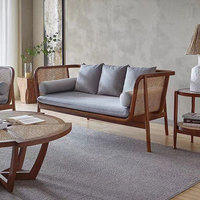 Salon de luxe chaise en bois canapé combinaison salon loisirs canapé en rotin en bois massif