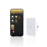Variateur tactile Zigbee Bilihondim 1 canal blanc compatible Google Assistant, commande vocale sans fil, aucune ligne neutre requise, verre