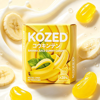 Kozed Bananensap Gummy Candy 28% Gereconstitueerd Sap 0% Vet Fruit Gummy 80g Doos Aangepaste OEM Private Label Groothandel