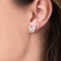 Ensemble de collier animal en argent sterling Gemnel, classique, or 14k, nacre, diamant, papillon, 925