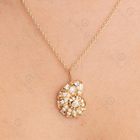 Set Perhiasan Kalung dan Anting Liontin Kerang Ammonite Perak Sterling 925 Berlapis Emas 18k Gemnel Laris Manis