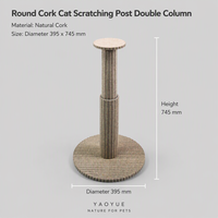 Griffoir pour chat en liège rond, design à double colonne, griffoir pour chat en liège naturel gris brun pour chats d'intérieur