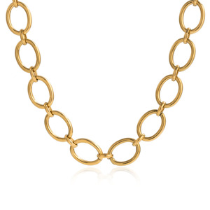 Collar Chic Moderno Minimalista de Acero Inoxidable con Baño de Oro de 18K, Cadena Gruesa de Múltiples Eslabones con Cierre OT, Diseño Geométrico, Joyería de Regalo - Product Image 5