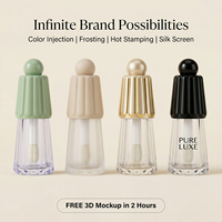 Flacon vide de brillant à lèvres parapluie 5 ml à paroi épaisse en plastique AS avec grande brosse pour logo personnalisé, vente en gros directe usine
