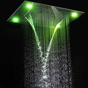 Chuveiro moderno banheiro, chuveiro painel de tamanho grande luzes led de energia elétrica 304 aço inoxidável luxo cachoeira massagem