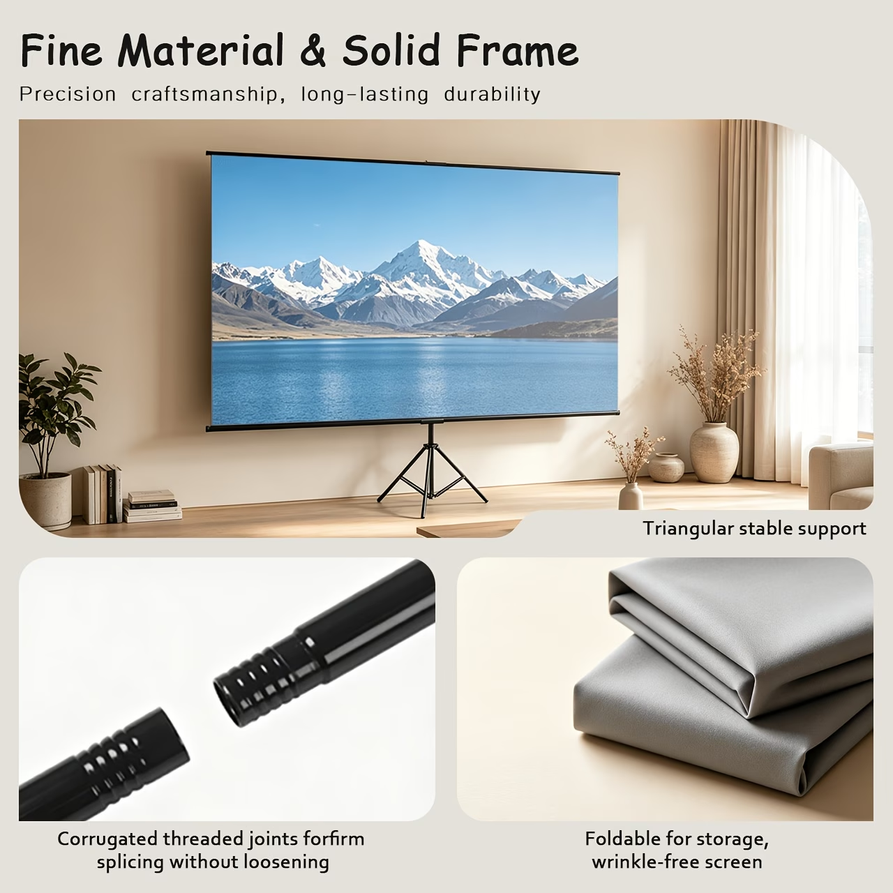 <strong>2026</strong> Hot Selling <strong>Projector</strong> Screen with Stand PVC Projection Screen 4K HD <strong>100</strong>'' 16: 9 Movie <strong>Projector</strong> Screen