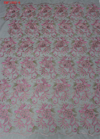 Tissu en dentelle de tulle brodé de fleurs colorées, pur, personnalisé, pour vêtements et robes, vente en gros