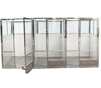Cage pour chien en acier inoxydable avec porte en verre, couleur personnalisée, panneau latéral et dimensions sur mesure, cages et maisons pour animaux de compagnie