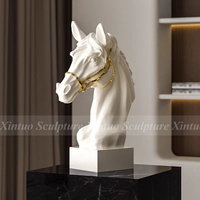 Statue de tête de cheval en résine sur mesure, artistique, personnalisable, thème animal, taille réelle, pour décoration extérieure