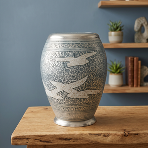Aluminium Modern Handmade Silver Cremation Urn Adult Human Ashes <b>Memorial</b> <b>Keepsake</b> Decorative Floor Vase Portable Durable 220 - Product Image 3