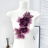 Nouvelle applique en tissu brodé de perles et de mailles, style xqd, pour robe de mariée et robe de soirée, patch floral décoratif, vêtements DIY